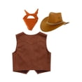 thumbnail image 5 of LiiYii Unisex Kids Western Cowboy Cowgirl Outfit Sleeveless Tassel Tops with Bandana Hats Set Orange 14, 5 of 6