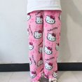 thumbnail image 1 of Pantalones de pijama de vellón de Coral de Hello Kitty para mujer, Pantalones suaves de dibujos animados de Anime Sanrio de Halloween, pantalones casuales para el hogar, regalo Kawaii para el Día de T, 1 of 4