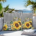thumbnail image 4 of Pastoral Sunflower Outdoor Pillow Covers Pack of 2 Wildflowers Country Black Buffalo Plaid Waterproof Throw Pillow Covers Decorative Cushion Cases for Patio Garden Tent Balcony Couch 26x26 inch, 4 of 8