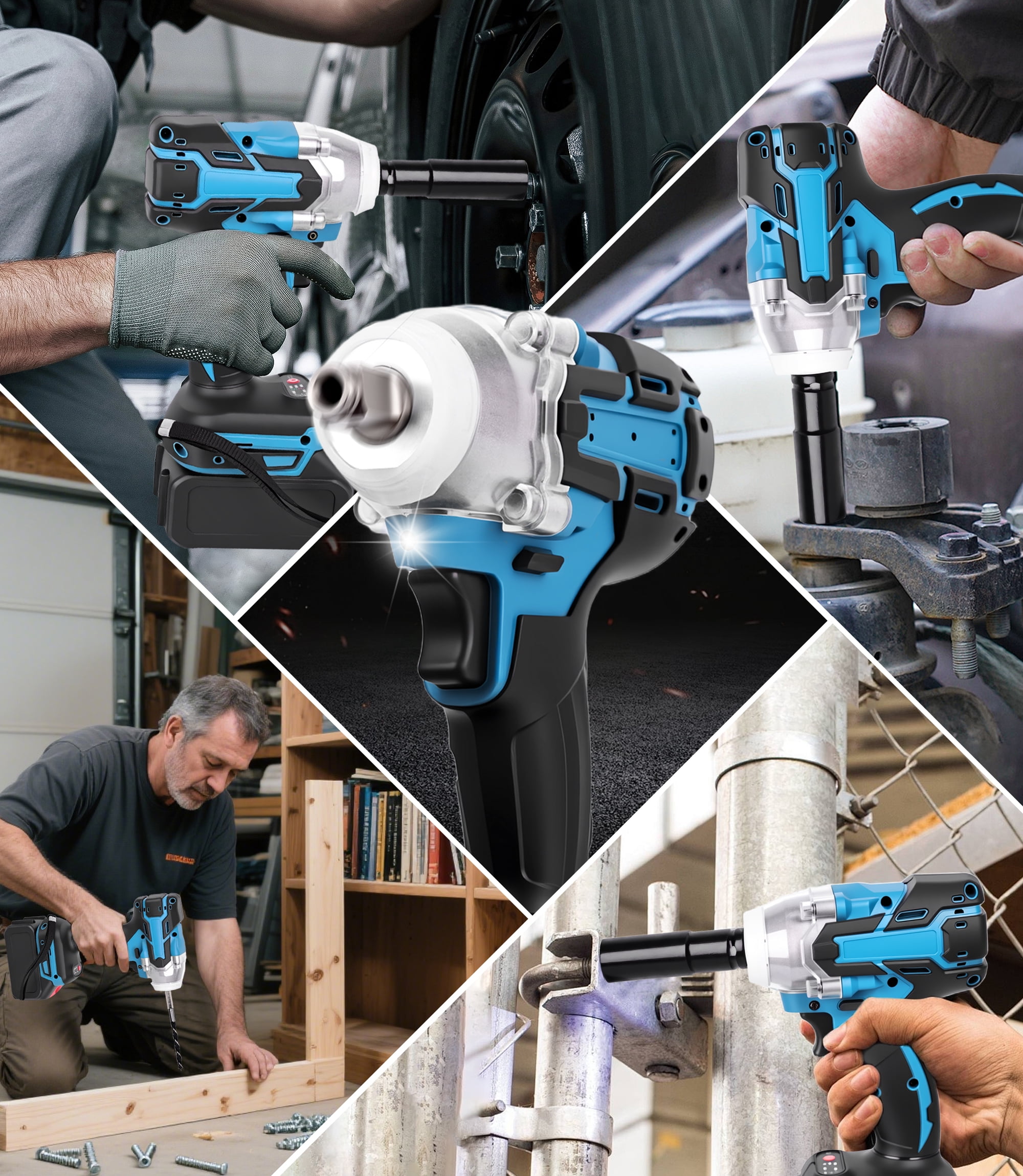 HOTREE Cordless Impact Wrench, 1/2 inch Brushless High Torque Impact Gun, 260 ft-lbs Max Torque, 3000 RPM, 2x 2.0Ah Batteries and Charge