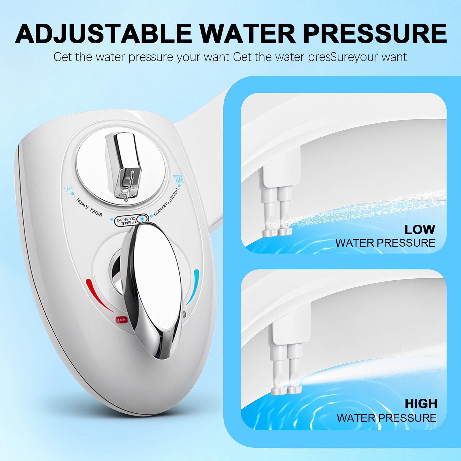 Fenbeli Bidet Attachment for Toilet, Hot and Cold Water Dual Nozzle Bidet with Self-Cleaning, Non-Electric Fresh Water Sprayer for Feminine Wash
