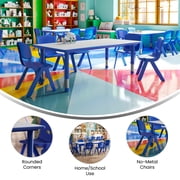 Flash Furniture Emmy Adjustable Classroom Activity Table for Kids with 6 Chairs, Blue/Gray