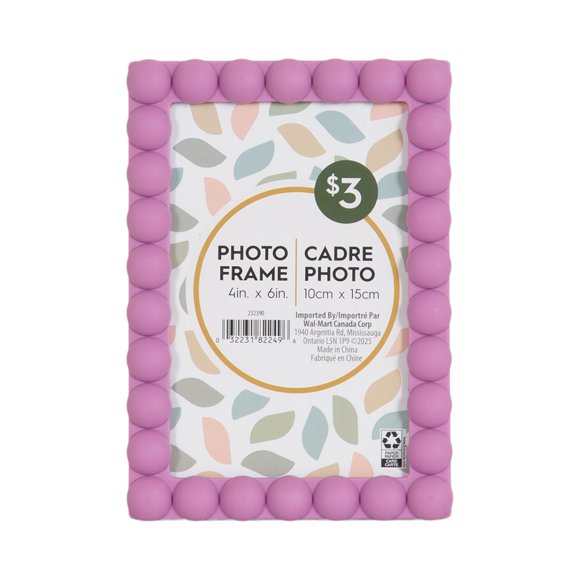 Cadre à photos perlé décoratif magenta de 10,2 cm x 15,2 cm pour table