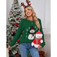 thumbnail image 2 of Cogild Snowman Christmas Sweaters for Womens Cozy Holiday Knitted Pullover for Winter, 2 of 7