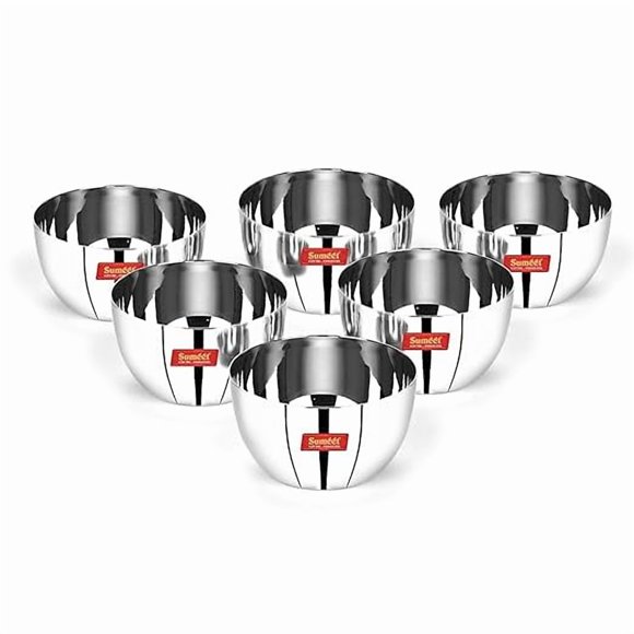 Sumeet Stainless Steel SoLid Apple Bowl - 220ml, 6 Pc
