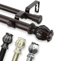 1" Dia Adjustable Bella Double Curtain Rod 28-48 inch Black