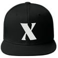 thumbnail image 2 of Daxton Classic Snapback Hat 3D Capital Alphabet Letters Flat Bill Visor Cap, Black Hat White Letter X, 2 of 3