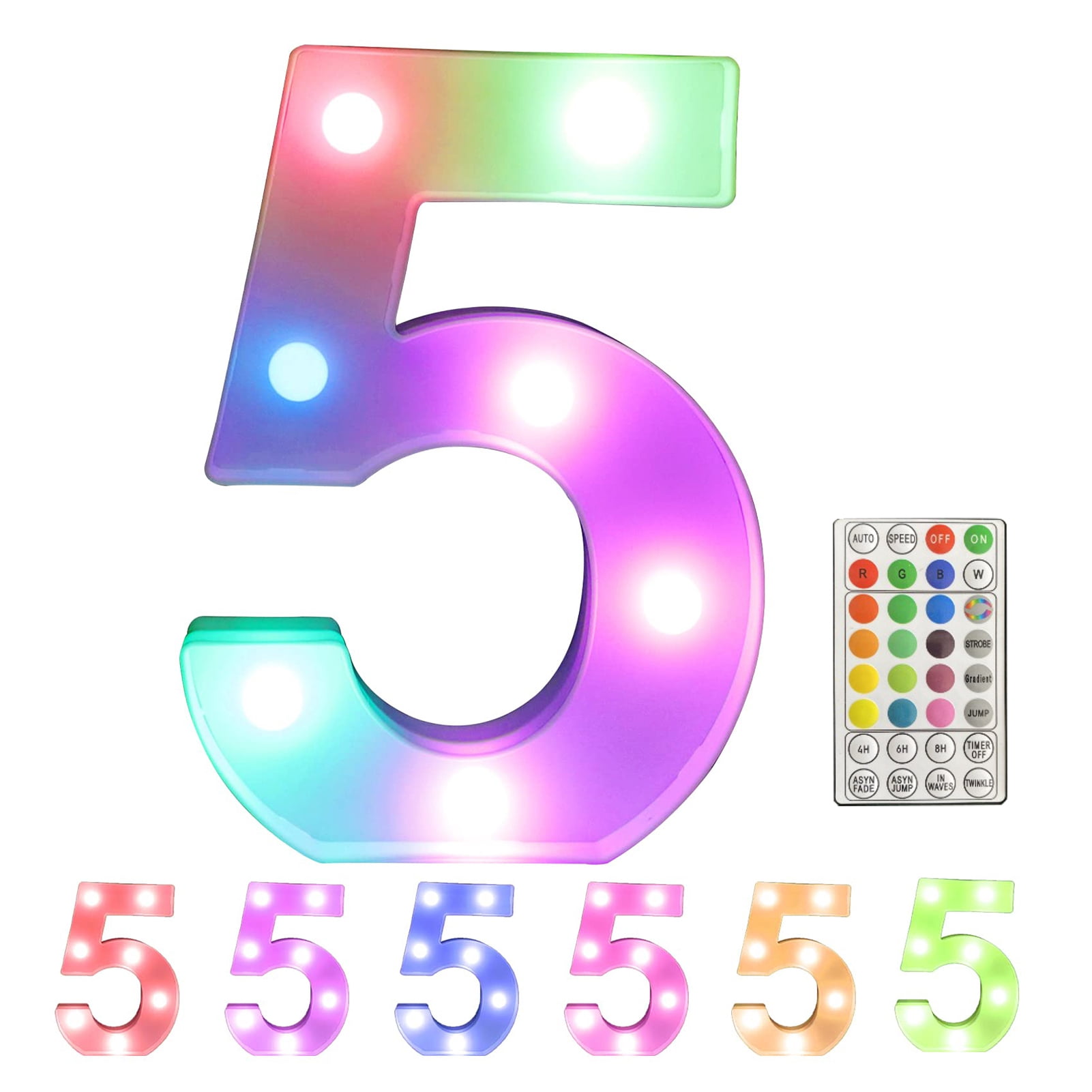 Led Numbers For Decor Washranp Colorful LED Number Lights with Remote,4 Flashing Modes ...