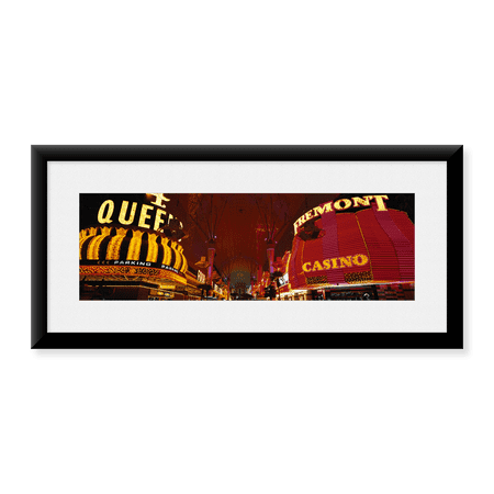 Framed Art Print, Looking Down Fremont Street Las Vegas NV USA by Panoramic Images, 25-7/8" x 9-7/8"
