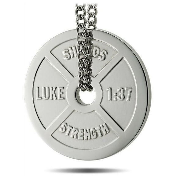 Women's Stainless Steel Weight Plate Necklace-Luke 1:37 by Shields of Strength