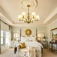 thumbnail image 4 of LovingAHome 6-Light Gold Chandelier with White Fabric Shades for Living Room,Bedroom,Foyer, 4 of 11