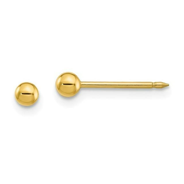 Quality Gold 10E 3 mm 24K Non Metal Plated Inverness Ball Post Earrings, Pair