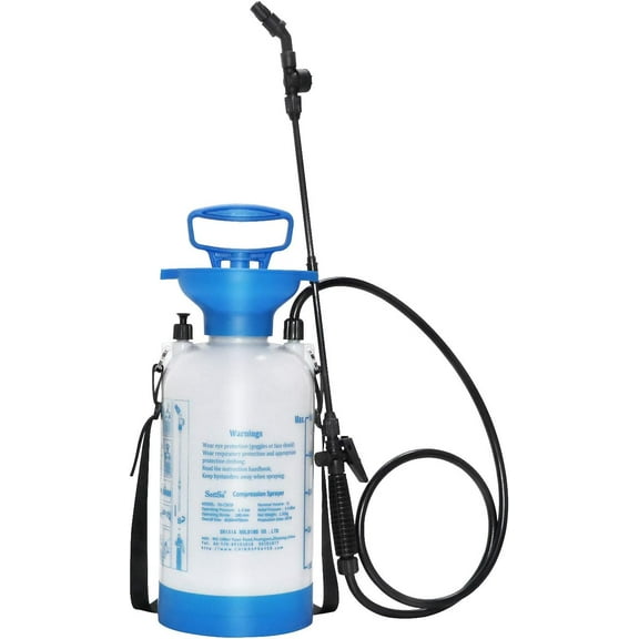 Pressure Sprayer 1.3 Gallon Garden Sprayer with Shoulder Strap for Herbicides,Fertilizers,Mild Cleaning Solutions and Bleach