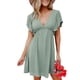 thumbnail image 1 of Txlixc Vestido de Punto de Verano para Mujer, Adultos de Cintura Alta con Cuello en V Manga Corta Flutter de una Sola Pieza Txlixc  Estilo de ocio, 1 of 6