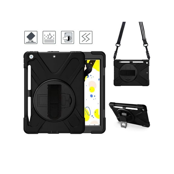 iPad 9th/8th/7th Generation 10.2 inch Case with Pencil Holder Kickstand Hand/Shoulder Strap Shockproof Cover for iPad 10.2 inch 2021 2020 2019