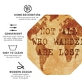 thumbnail image 3 of Honeii Not All Those Who Wander Are Lost2 print Leather Coaster Set of 4, ideal for safeguarding your furniture from drinks spills and effortless cleanup-Octagon, 3 of 6