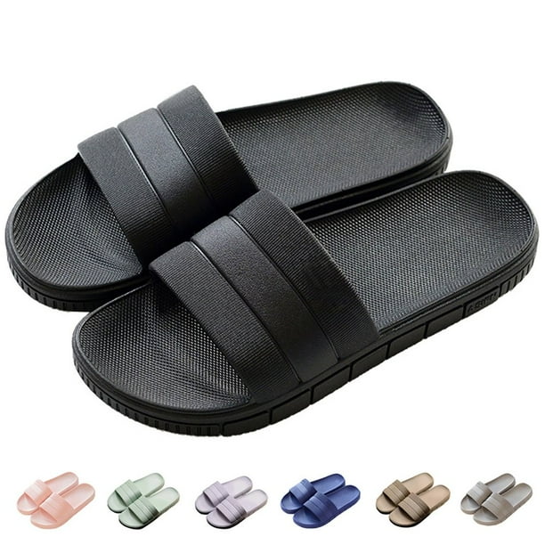 Zapatos de baño para hombre/mujer, pantuflas, pantuflas de verano, pantuflas de playa, tina antideslizante para interior/exterior, Color sólido neutro, negro (talla 36-41) JFHHH pequeña