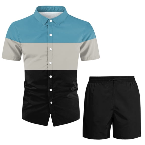 Vedolay Matching Short Sets For Men Men 2 Piece Set Short Sleeve Shirt with Drawstring Waist Shorts Summer Casual Beach Outfits,Red 3XL