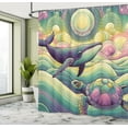 thumbnail image 4 of Ambesonne Nautical Shower Curtain, Whale and Turtle Hippie, 69"Wx70"L, Seafoam Purple and Pink, 4 of 4