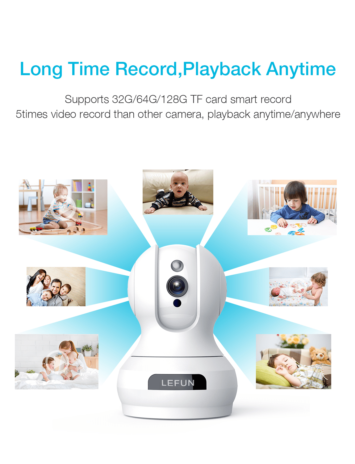 Baby Monitor WiFi Smartphone, Lefun WiFi Baby Monitor with Camera and Audio, Pet Camera with Cloud Storage Two Way Audio Remote Viewing Pan Tilt Zoom Night Vision Motion Detect for Indoor Home