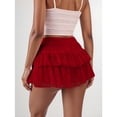 thumbnail image 3 of FEOYA Women's Y2K Lace Mini Skirt Ladies Layered Mini Skirt High Waist Ruffle Boho Skirt Micro Mesh Tiered Skort A Line Streetwear Skirts M, 3 of 7