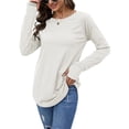 thumbnail image 3 of Langwyqu Solid Color Women Long Sleeve Loose Casual Shirt Tops, 3 of 5