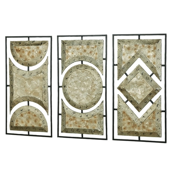 Giovanni Cream Capiz Shell Metal Wall Art Sculpture Set of Three