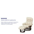 thumbnail image 4 of Emma + Oliver Multi-Position Recliner & Curved Ottoman with Swivel Wood Base in Beige Leather, 4 of 12