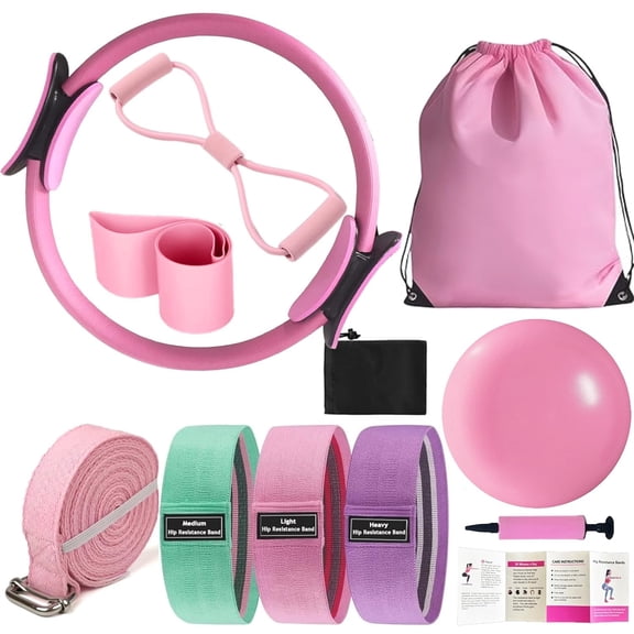 Pilates Essentials Kit for Women - Better Yoga Pilates Kit for Home Workouts with Pilates Ring and Ball Set,Booty Bands,Figure 8 Resistance Band,Yoga Bands for Stretching