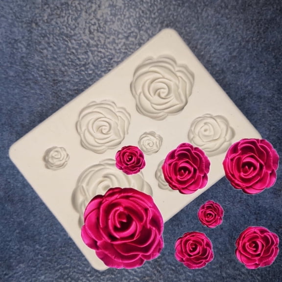 2pc Food Grade Silicone Molds Fondant Molds For DIY Candy UV Resin & Epoxy Resin Cake Decoration Chocolate Jewelry Making Rose Antique White 62x88mm