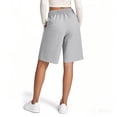 thumbnail image 4 of Bermuda Shorts Womens Jersey Shorts with Pockets Workout Yoga Athletic Long Shorts Light Gray S, 4 of 4