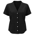 thumbnail image 3 of cocolona Womens Summer Linen Tops Dressy Casual Trendy Blouses Short Sleeve V-Neck Button Shirts with Pockets, 3 of 4