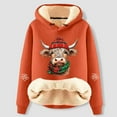thumbnail image 2 of Women Christmas Outfit Adorable Cow Print Lined Hoodie Women Cozy Warm Long Sleeve Casual Fashion Sweatshirt For Winter Comfort Orange 4XL, 2 of 3