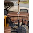 thumbnail image 6 of Square Outdoor Tablecloth with Umbrella Hole Western Barn Door Outside Table Cloth Waterproof Patio Table Cover Country Farmhouses Wooden Grain Brown Zipper Tablecloths for Picnic Camping 54x54 Inch, 6 of 8