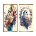 thumbnail image 2 of Designart "Adorable Owls Among Flowers II" Owl Framed Wall Art Set Of 2 - Multicolor Animals Framed Canvas Set For Living Room Decor, 2 of 6