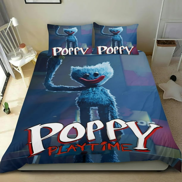 Poppy Playtime Conjunto de sábanas temático, trío de piezas, cómodo y amigable con la piel, diseño único, regalo de decoración para el hogar para familiares, amigos y fans,173X218cm