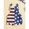 thumbnail image 4 of Loalirando 4th of July Baby Boy Girl Outfit Stars Stripes Overall Shorts Sleeveless Knotted Romper Memorial Day Clothes 0-3Y, 4 of 8