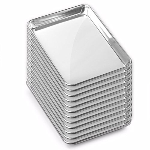 Gridmann 9"" X 13"" Commercial Grade Aluminum Cookie Sheet Baking Tray Jelly Roll Pan Quarter Sheet - 12 Pans
