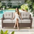 thumbnail image 3 of Planntonneo Outdoor Sofa Wicker Patio Deep Seat Couch with 6-Inch Beige Cushions, 3 of 9