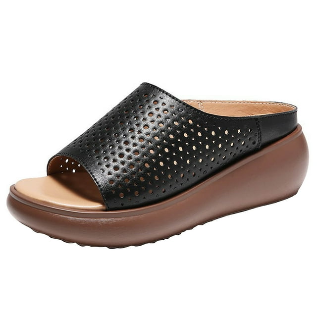 Summer New Style Roman Folk Style Outer Wear Thick Bottom Slope With Fish Mouth Womens Sandals And Slippers