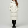 thumbnail image 2 of Winter Coats for Women Long Coat Winter Warm Thickened Down Alternative Overcoat Knee Length Loose Fit Hooded Jacket Outerwear For Cold Weather Winter Jackets for Women, 2 of 4