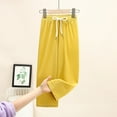 thumbnail image 2 of ZyeKqe Girls Lounge Pants Drawstring High Waisted Casual Pants Wide Leg Trousers with Pockets Loose Fitted, 2 of 6