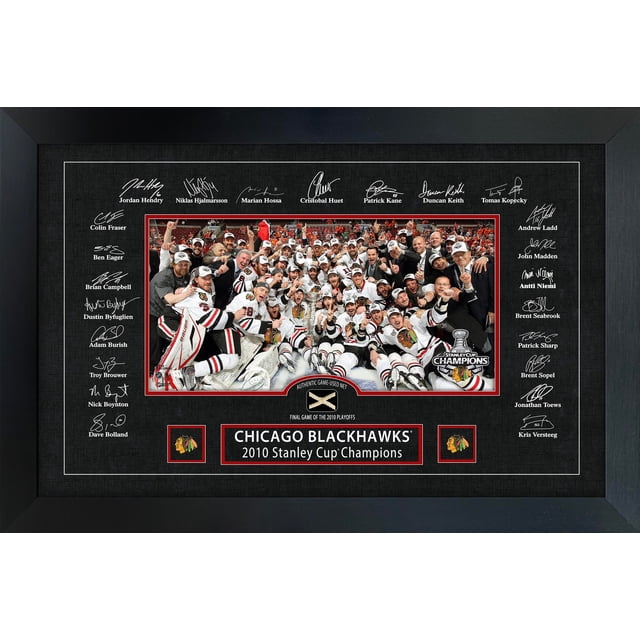 Chicago Blackhawks 2010 Stanley Cup Replica Signature Frame with Game-Used Net