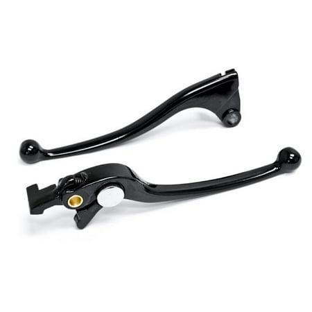 Krator Brake + Clutch Hand Lever Black Replacement Set For 2003-2004 Kawasaki ZX6R-636