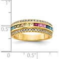 thumbnail image 5 of Sterling Silver 14K Flash-Plated Channel-Set Colorful & Clear Cz Ring (Size 7) Made In China qr7175gp-7, 5 of 5