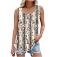 thumbnail image 2 of GaThRRgYP Women's Sleeveless Low Neck Top,Women's New Loose Casual Crew-neck Pleated Print Fashion Top Multicolor XXXXXL, 2 of 6
