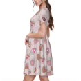 thumbnail image 2 of Easygdp Strawberry Cake para Vestido Transpirable de Mujer, Vestido Suelto de Manga Corta con Pliegues y Bolsillos para el Verano, 2 of 6