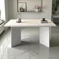 thumbnail image 3 of Tcbosik 63" - 78.7" Extendable Dining Table with Faux Marble Top, Modern Kitchen Table for 6-10 Person, Accent Table for Living Room, White, 3 of 9
