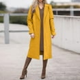 thumbnail image 6 of CCRFTGI Winter Coats for Women Dressy Casual Belted Wool Trench Mid Long Pea Coats Fashion Lapel Collar Coat Warm Overcoat with Belt Yellow M, 6 of 7