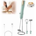 thumbnail image 1 of Rechargeable Milk Frother Handheld, 3-Speed for Latte & Hot Chocolate (Green), 1 of 7